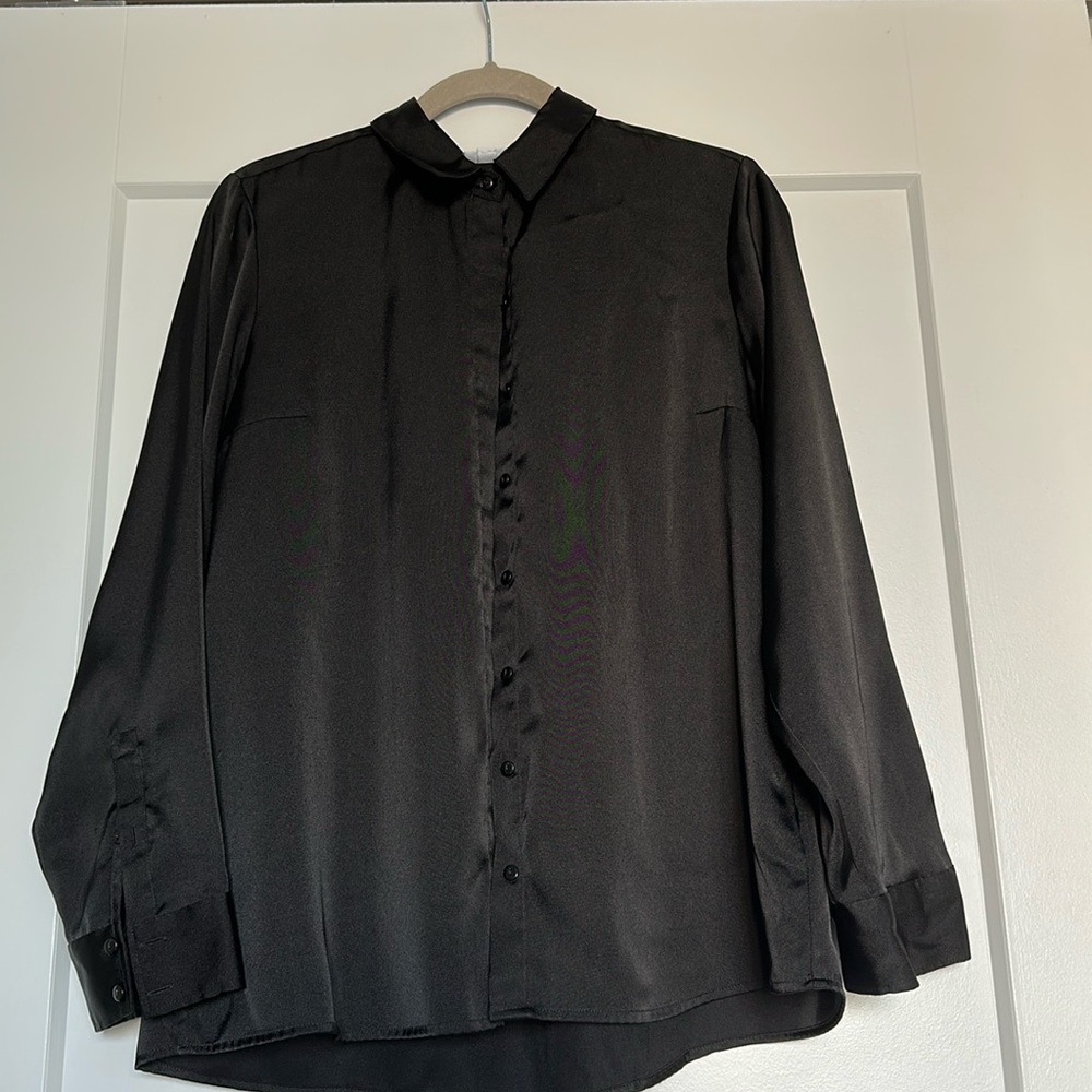 Express silky black button down